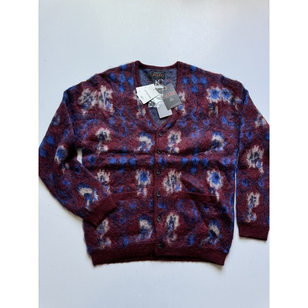 BEAMS PLUS Burgundy Botanical Cardigan Medium